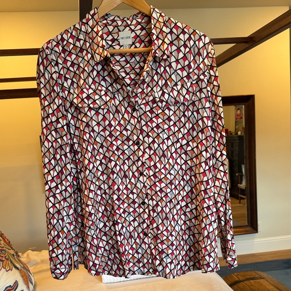 NIC+ZOE Multicolor Geometric Blouse